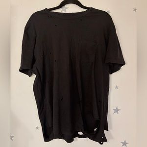 All Saints Destroyed Relax Fit SS Crew Black